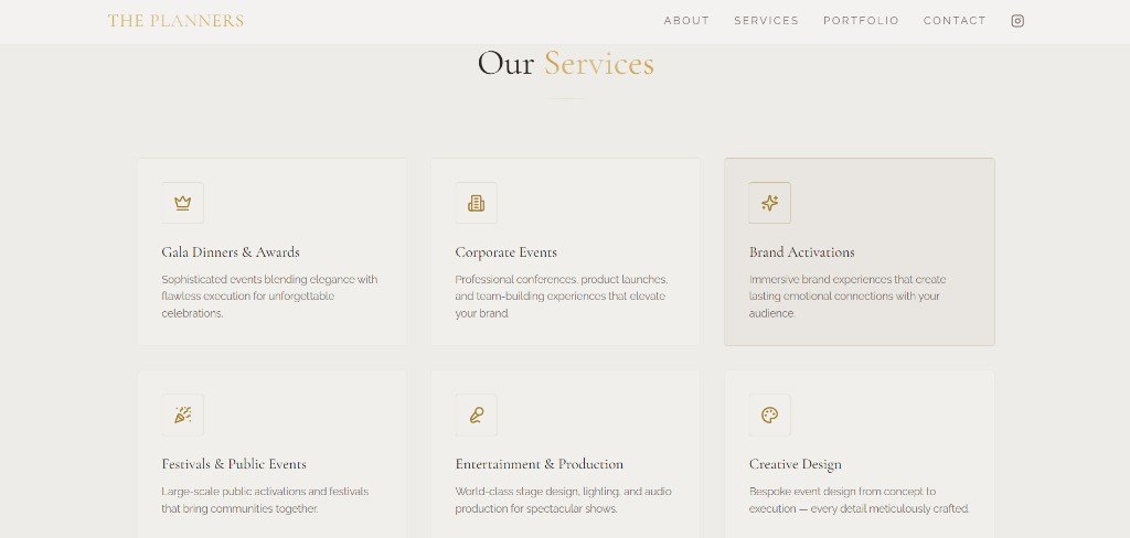 Services section visual style